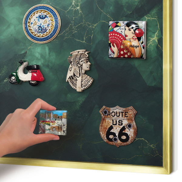 Tablero para imanes decorativo con marco dorado Profundidad verde