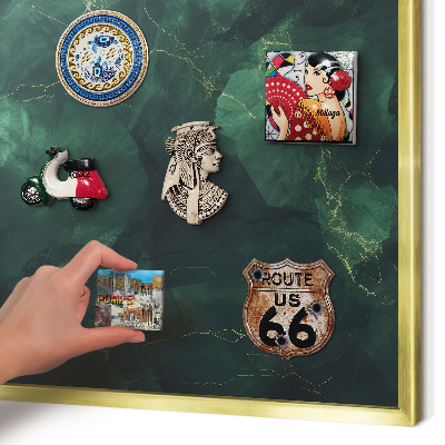 Tablero para imanes decorativo con marco dorado Profundidad verde