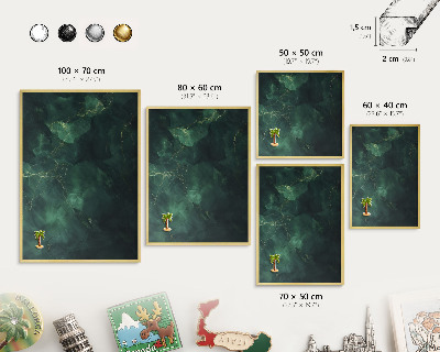 Tablero para imanes decorativo con marco dorado Profundidad verde