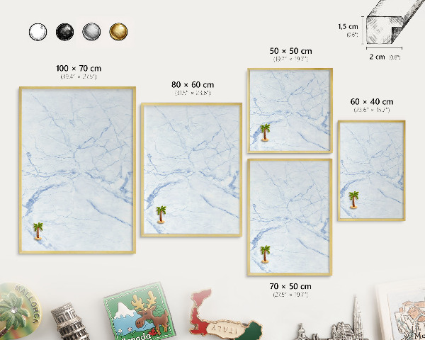 Pizarra magnética de pared en color oro Diseño de mármol