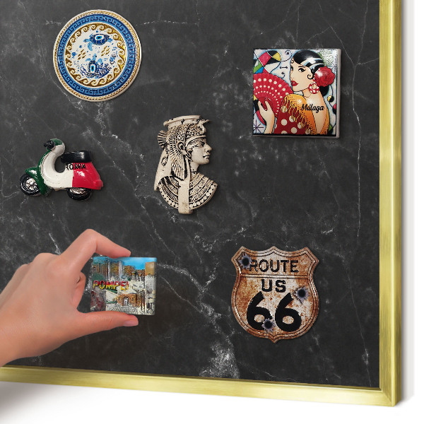 Pizarra magnética de pared en color oro Mármol negro