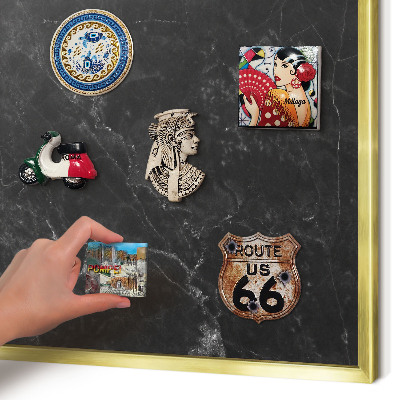 Pizarra magnética de pared en color oro Mármol negro