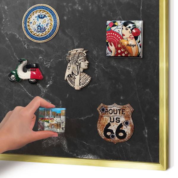 Pizarra magnética de pared en color oro Mármol negro