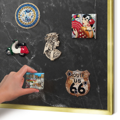 Pizarra magnética de pared en color oro Mármol negro