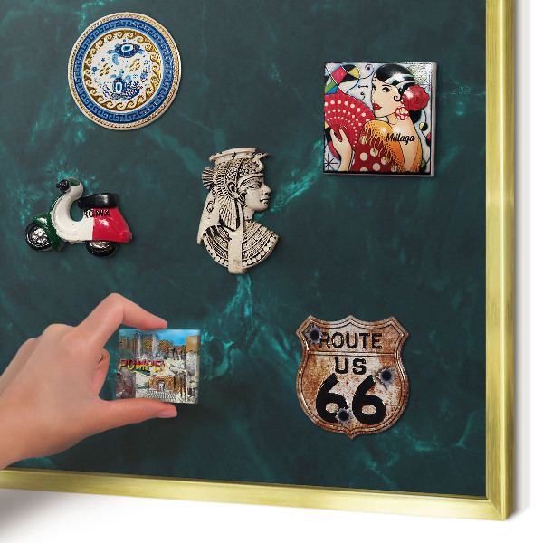 Tablero para imanes decorativo con marco dorado Profundidad verde