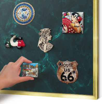Tablero para imanes decorativo con marco dorado Profundidad verde