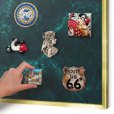 Tablero para imanes decorativo con marco dorado Profundidad verde