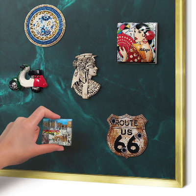 Tablero para imanes decorativo con marco dorado Profundidad verde