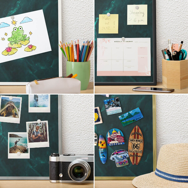 Tablero para imanes decorativo con marco dorado Profundidad verde
