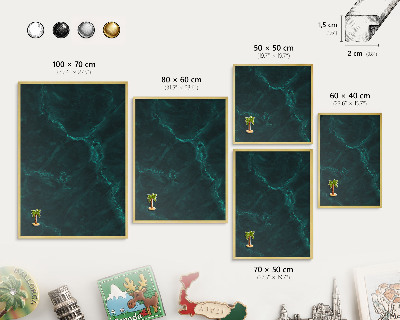 Tablero para imanes decorativo con marco dorado Profundidad verde