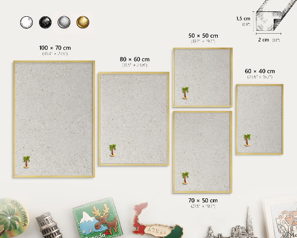 Pizarra magnética de pared en color oro Elegancia sutil