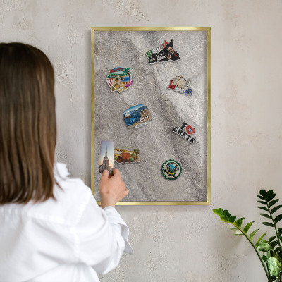 Pizarra magnética de pared en color oro Textura de piedra
