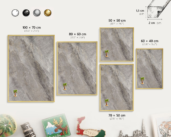 Pizarra magnética de pared en color oro Textura de piedra