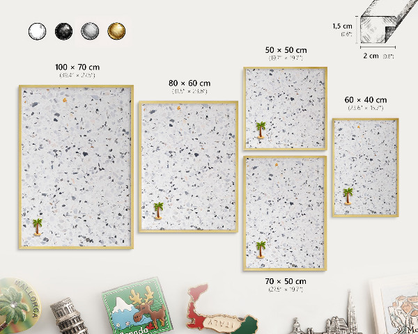 Tablero para imanes decorativo con marco dorado Estilo terrazo