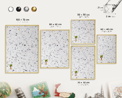 Tablero para imanes decorativo con marco dorado Estilo terrazo