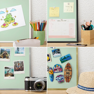 Tablero para imanes decorativo con marco dorado Verde menta