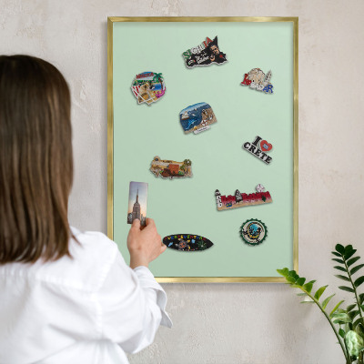 Tablero para imanes decorativo con marco dorado Verde menta