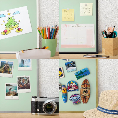 Tablero para imanes decorativo con marco dorado Verde menta