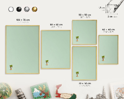 Tablero para imanes decorativo con marco dorado Verde menta