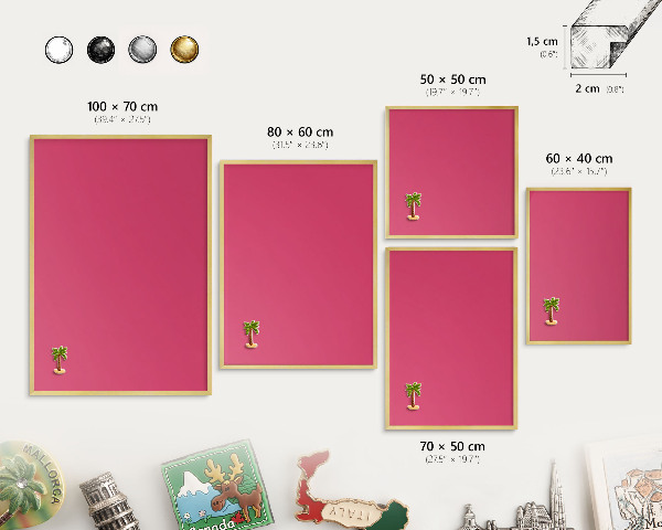 Tablero para imanes decorativo con marco dorado Rosa energía