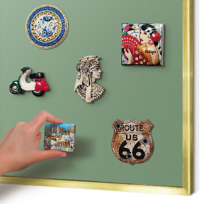 Tablero para imanes decorativo con marco dorado Verde apagado