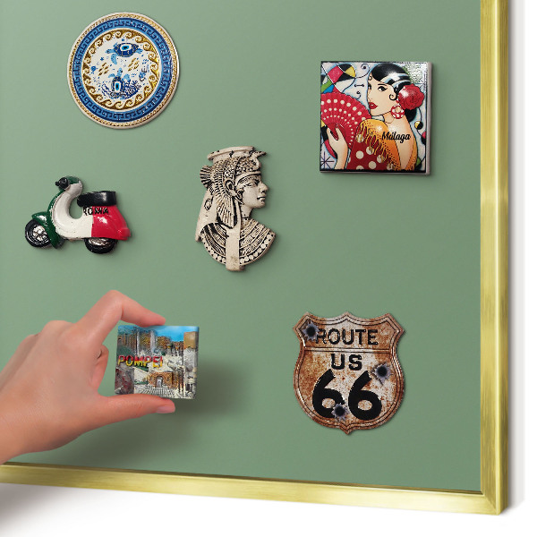 Tablero para imanes decorativo con marco dorado Verde apagado