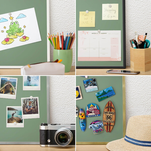 Tablero para imanes decorativo con marco dorado Verde apagado