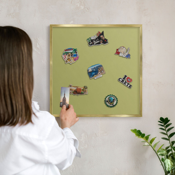 Tablero para imanes decorativo con marco dorado Verde vintage
