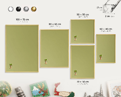 Tablero para imanes decorativo con marco dorado Verde vintage
