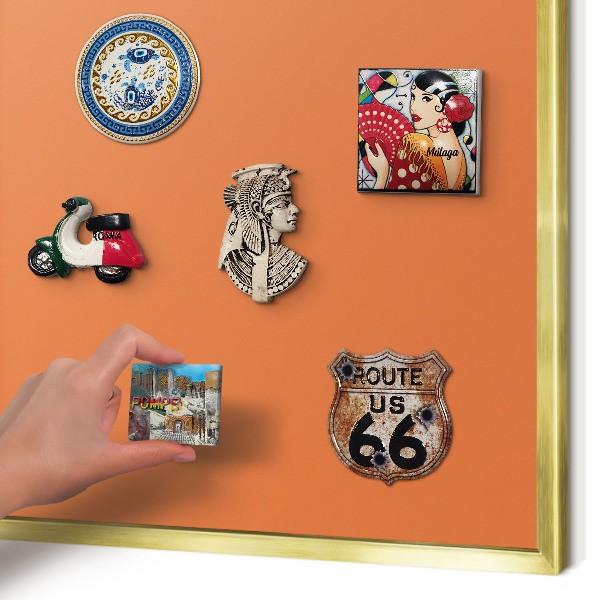 Tablero para imanes decorativo con marco dorado Naranja fuerte