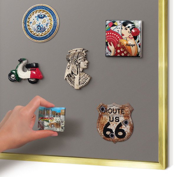 Tablero para imanes decorativo con marco dorado Gris oscuro