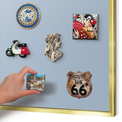 Tablero para imanes decorativo con marco dorado Azul pastel