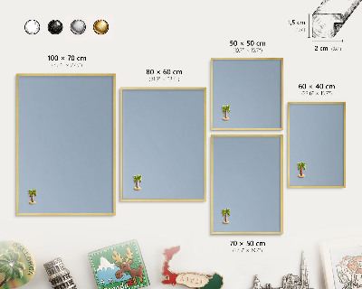 Tablero para imanes decorativo con marco dorado Azul pastel