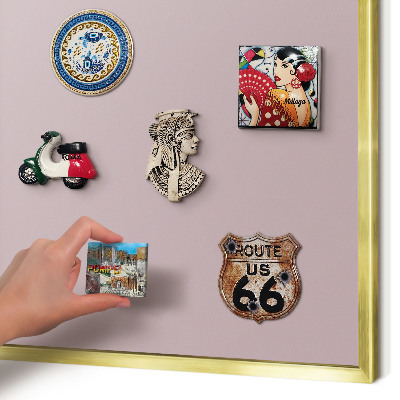 Tablero para imanes decorativo con marco dorado Lila pastel