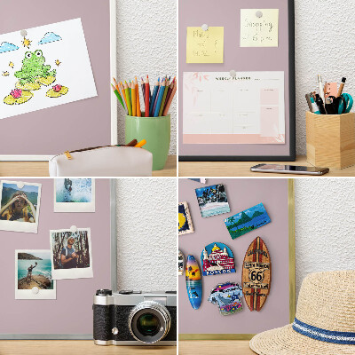 Tablero para imanes decorativo con marco dorado Lila pastel
