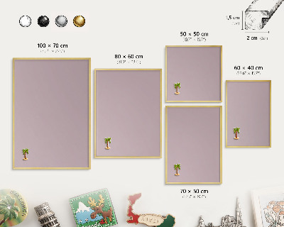 Tablero para imanes decorativo con marco dorado Lila pastel
