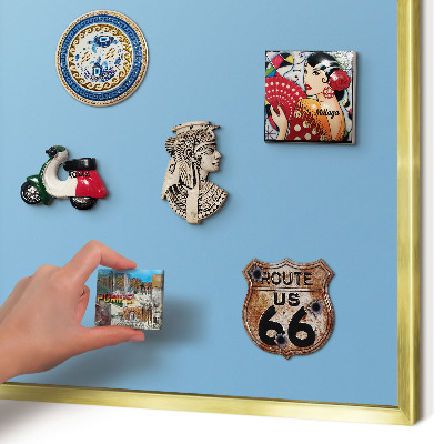Tablero para imanes decorativo con marco dorado Color azul