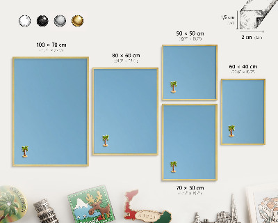 Tablero para imanes decorativo con marco dorado Color azul