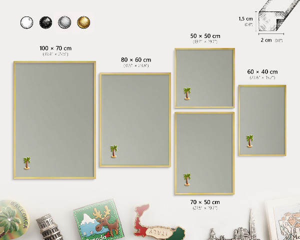 Pizarra magnética de pared en color oro Gris neutro
