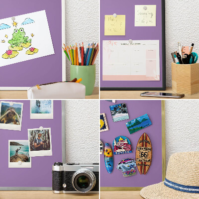 Tablero para imanes decorativo con marco dorado Violeta