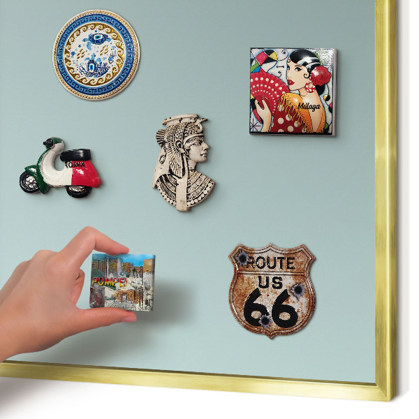 Tablero para imanes decorativo con marco dorado Degradado turquesa
