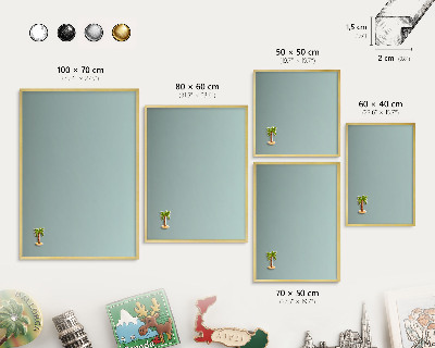 Tablero para imanes decorativo con marco dorado Degradado turquesa
