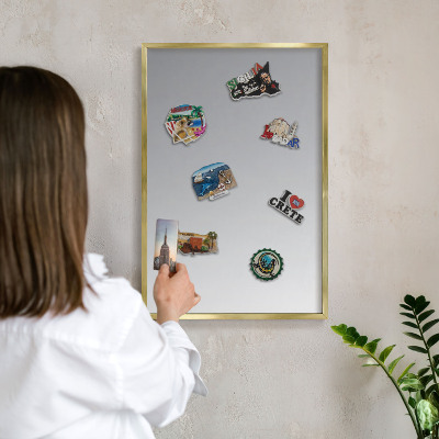 Tablero para imanes decorativo con marco dorado Degradado gris