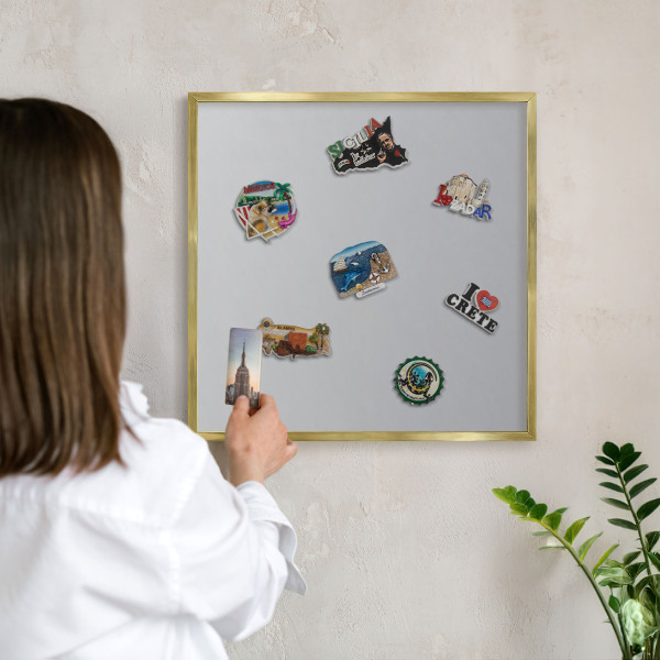 Tablero para imanes decorativo con marco dorado Degradado gris