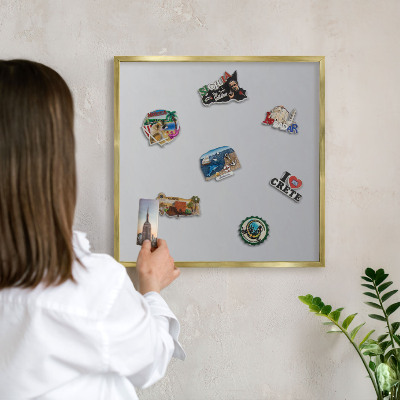 Tablero para imanes decorativo con marco dorado Degradado gris