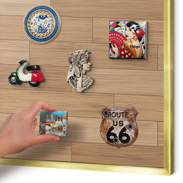 Pizarra magnética de pared en color oro Patrón de madera