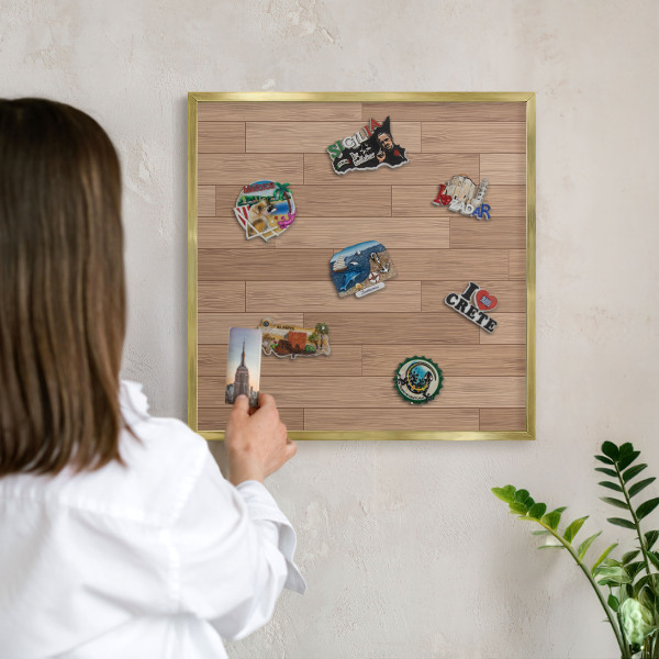 Pizarra magnética de pared en color oro Patrón de madera