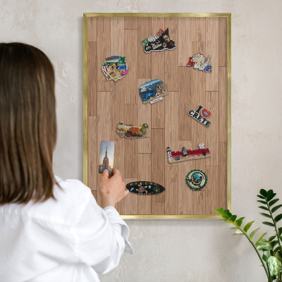 Pizarra magnética de pared en color oro Patrón de madera