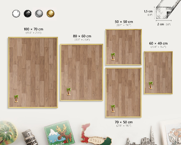 Pizarra magnética de pared en color oro Patrón de madera