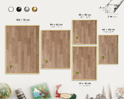 Pizarra magnética de pared en color oro Patrón de madera